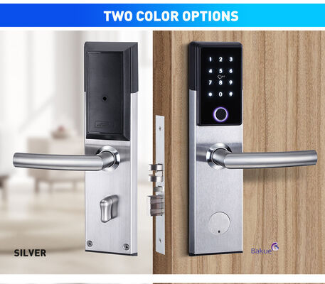 Bluetooth Огнестойкий Умный Дверной Замок Черный Серебристый с Картой Кодом Отпечатком Пальца Приложением WiFi Брутто 285 кг Система Безопасного Доступа